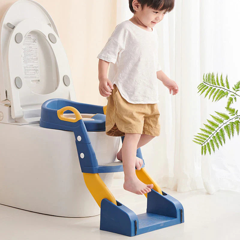 Foldable child seat for easy toilet use
