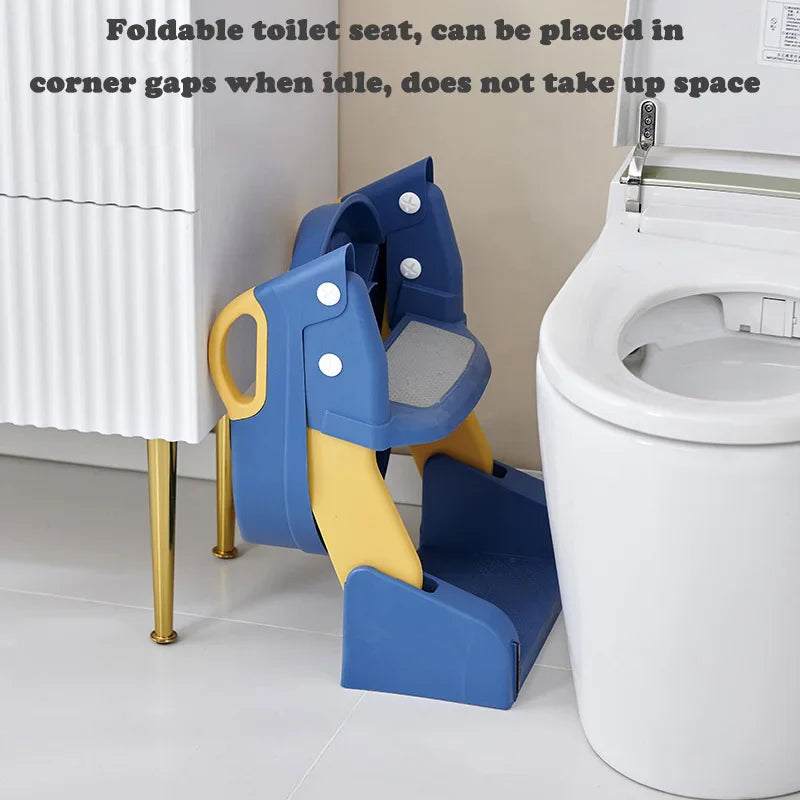 Foldable child seat for easy toilet use