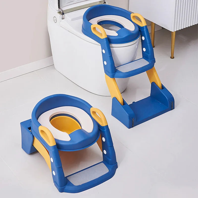 Foldable child seat for easy toilet use