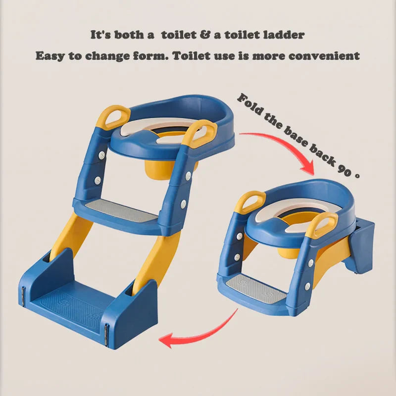 Foldable child seat for easy toilet use