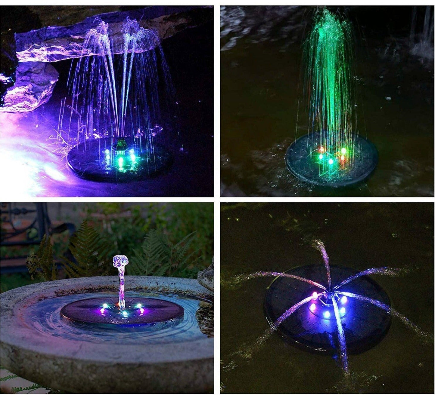 多色のLEDソーラー噴水
